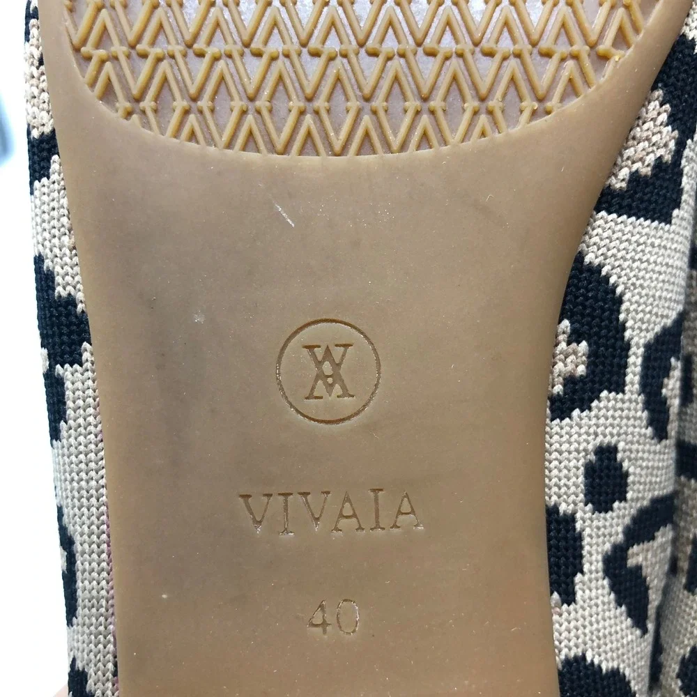Vivaia Flats Womens 40 US 9 Leopard Print Square Toe Knit Sustainable Shoes